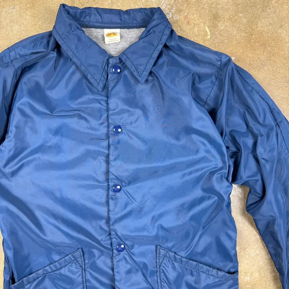 Vtg 70s‎ Russell Athletic Coach Jacket Youth Medium Blue Cavaliers Appliqué